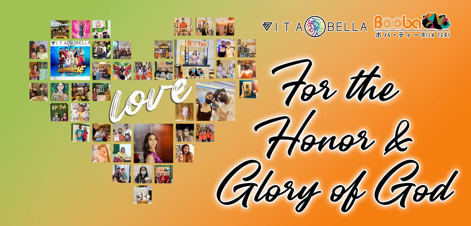 For the Honor and Glory of God — a heart built from photos of the Vita Bella and Booba family